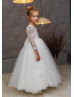 Square Neck Sparkly Lace Tulle Ankle Length Flower Girl Dress